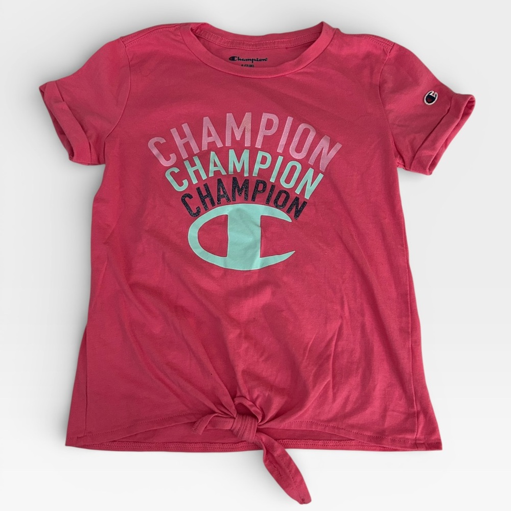 5 for $25🔥Champion Logo Pink T-Shirt Girls‎ Small (7/8)
